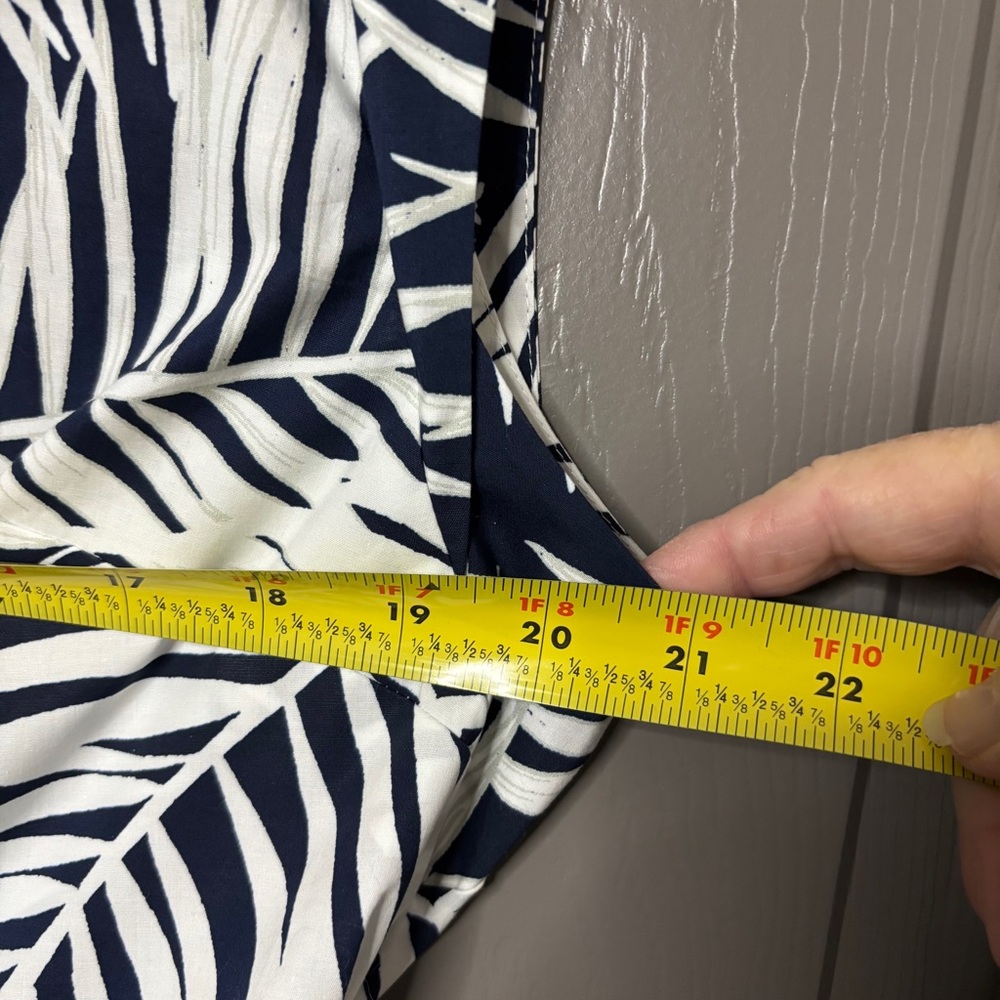 MILLY Maxwell Palm Print Poplin Dress Navy Blue & White Size 12 - Picture 14 of 15